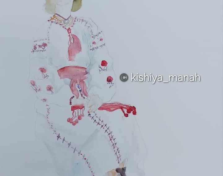 デッサン　民族衣装のお嬢さん（ウクライナ）